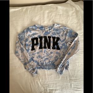 PINK Cropped Cut Off Tye Dye Shirt